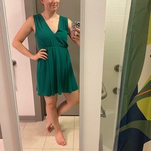 Express green open back chiffon dress